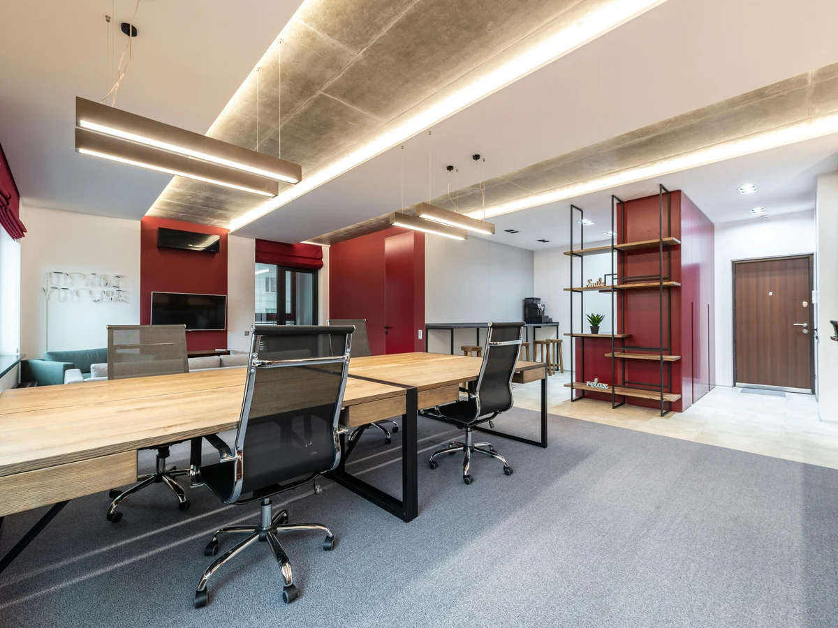 Commercial painting in open plan office, Surrey Decorators