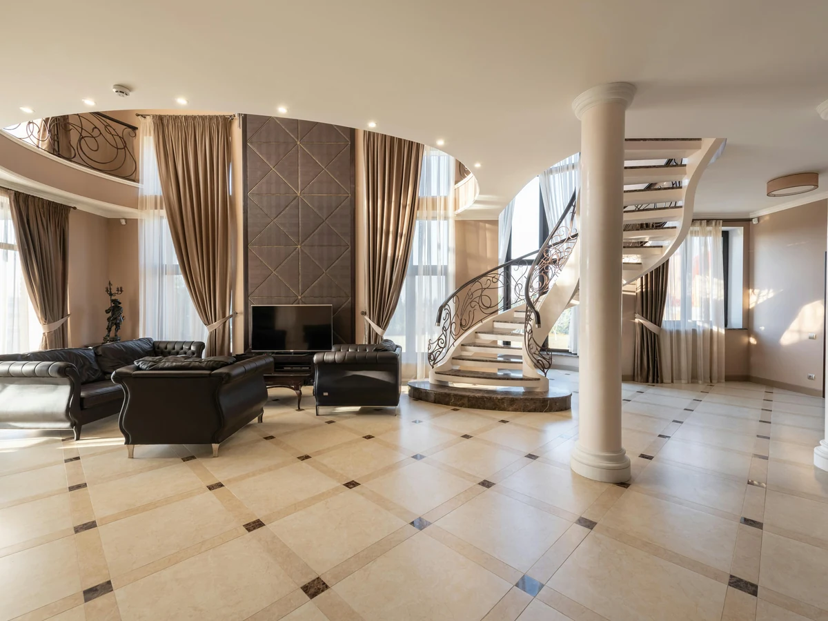 Grand luxury staircase painting in Weybridge period property by Surrey Decorators